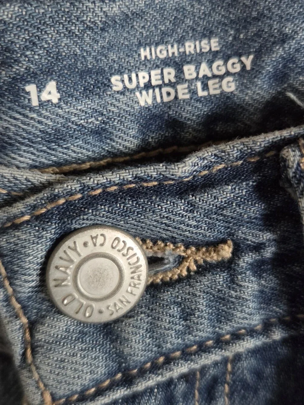 NWT Old Navy Super Baggy Wide Leg High Rise Jeans Cargo Utility Blue Size 14
